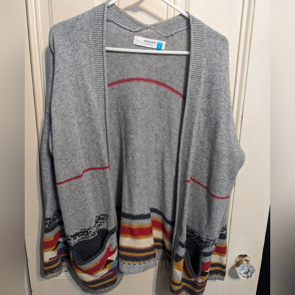 Anthropology Sparrow Gray Intarsia Women's Sweater